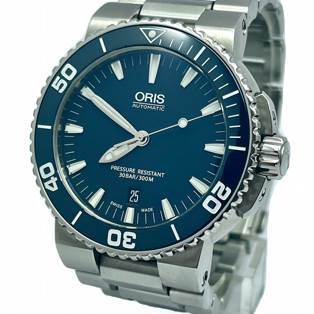 Oris Aquis Date Blue Steel and Rubber 